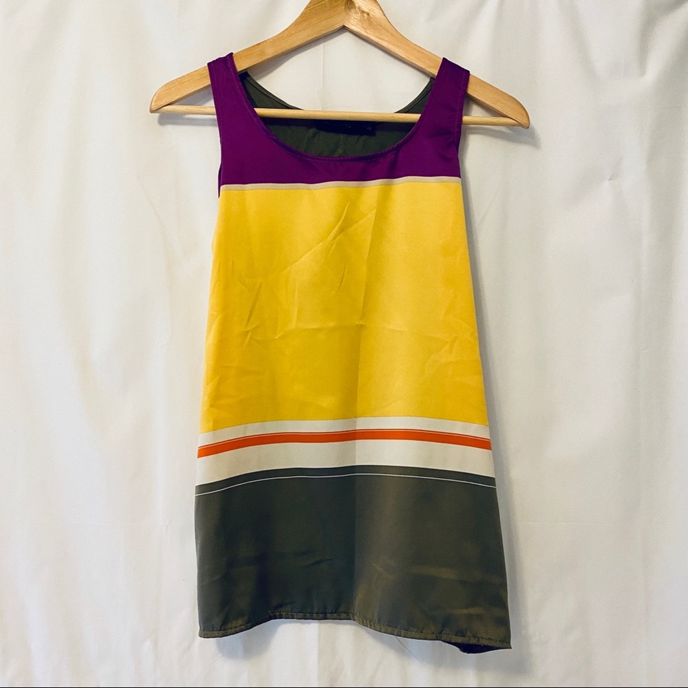 The Limited Mixed Media Tank - Olive/Gold/Fuchsia